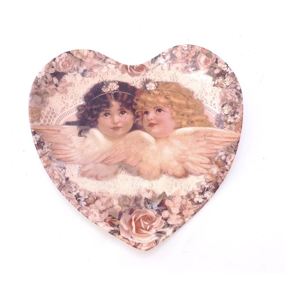 Vintage Cherubs ceramic heart plate Limited, No 40 Sweetness and Grace Cathey,